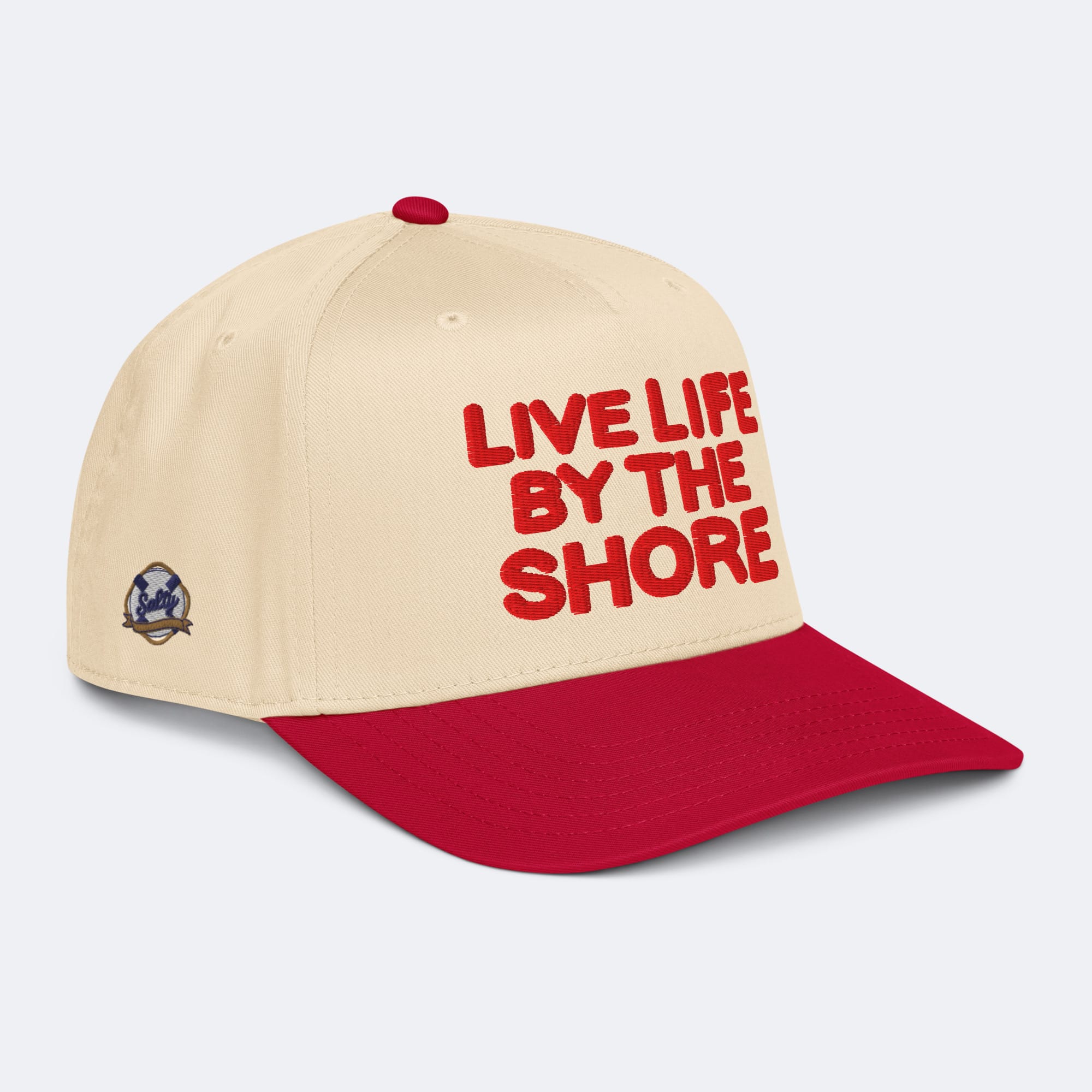 Salty Shore Apparel Live Life By The Shore Hat - Red Live Life By The Shore Hat - Red